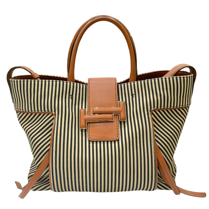 トッズ TOD'S ダブルT ショッピング ベージュ×ブラック×キャメル