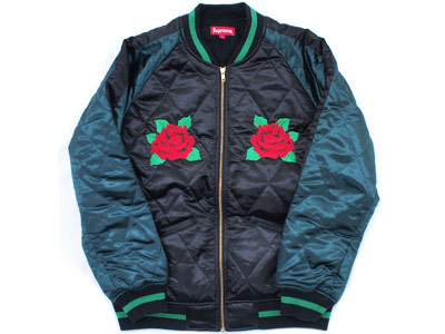 Supreme 'Quilted Satin Bomber'ローズ 薔薇 キルティング サテン