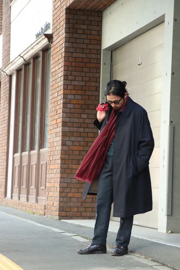 SINGLE RAGLAN COAT “NAVY”coordinate sample. | ANATOMICA SAPPORO