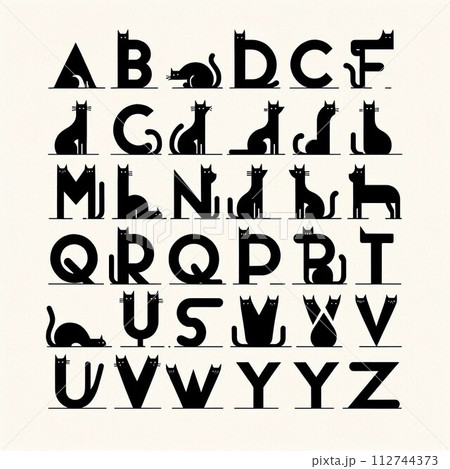 アルファベット風猫のイラスト素材 [112744373] - PIXTA
