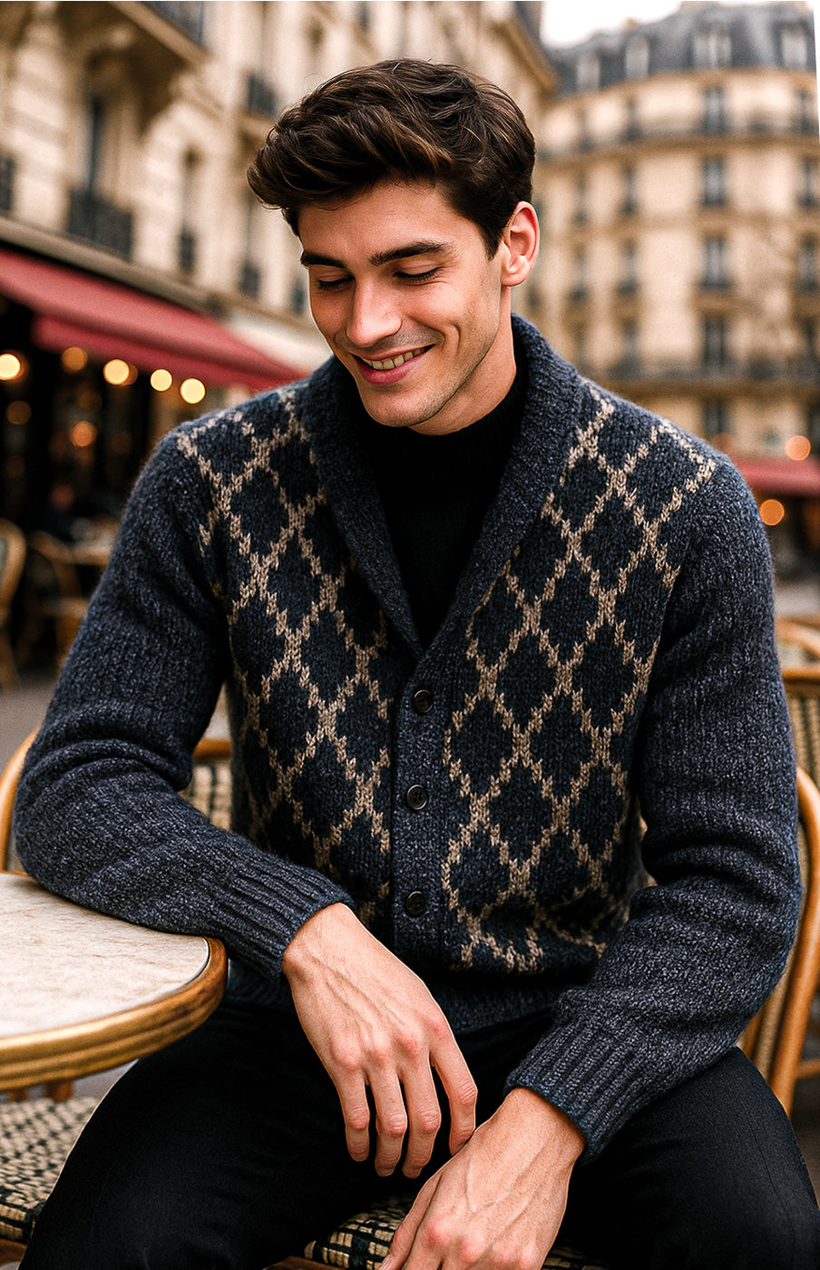 シャネル カーディガン CHANEL ネイビー モヘア マトラッセ 肉厚