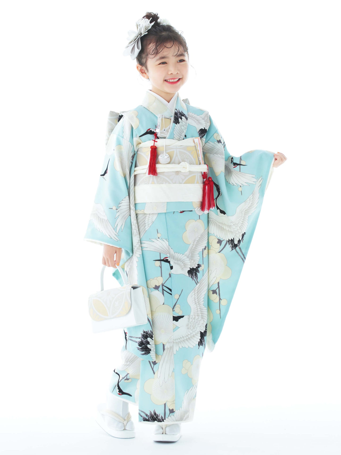 S0705 梅鶴 / 水色 | 七五三着物レンタル | tententen – tententen
