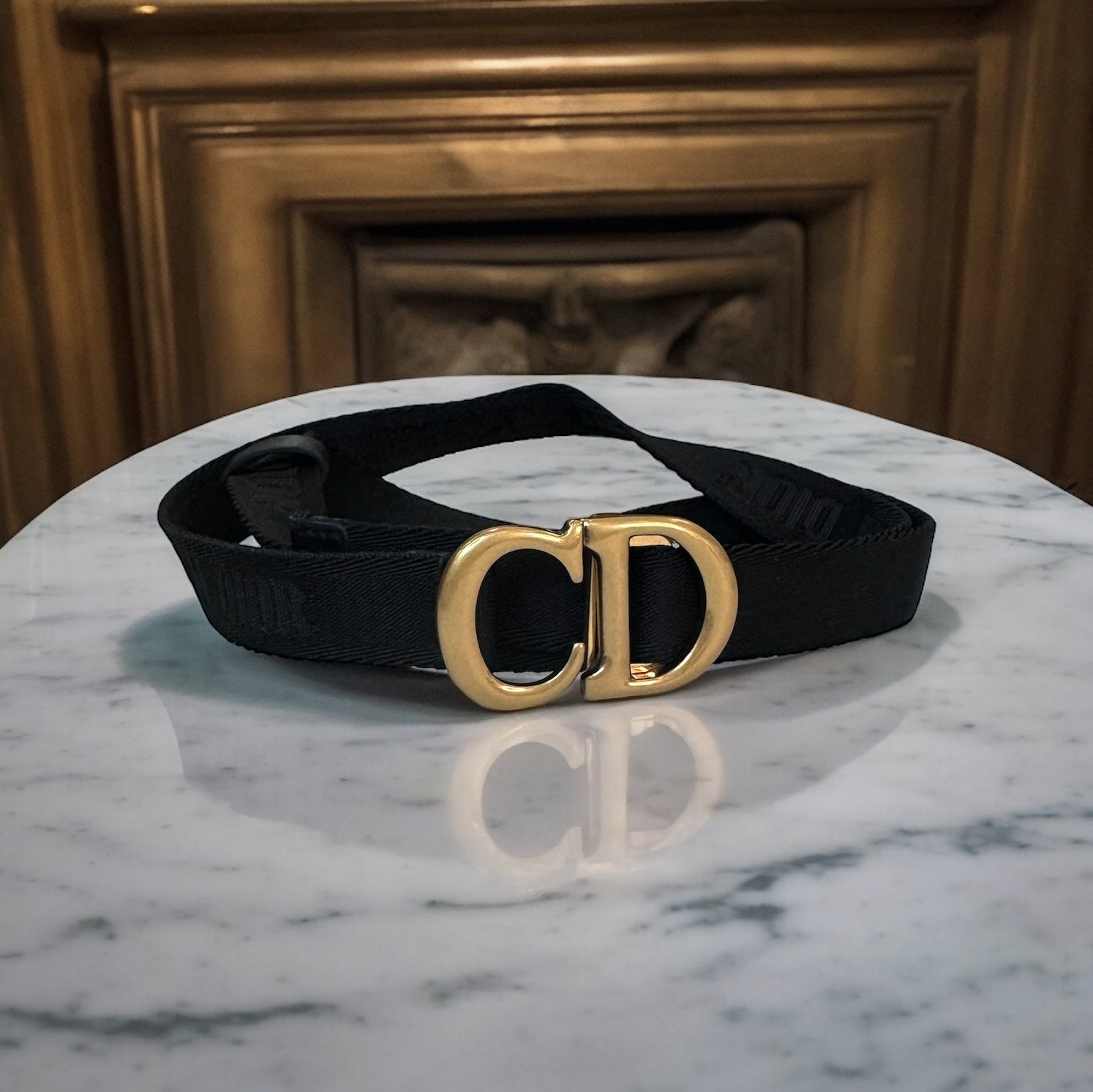 Christian Dior Canvas Jacquard Saddle Belt (80) | The Little Purse