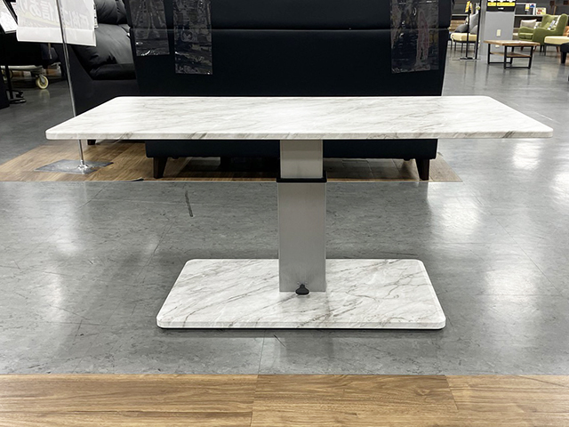 高級な大理石風デザインの昇降テーブル！脚ペダルタイプで簡単操作