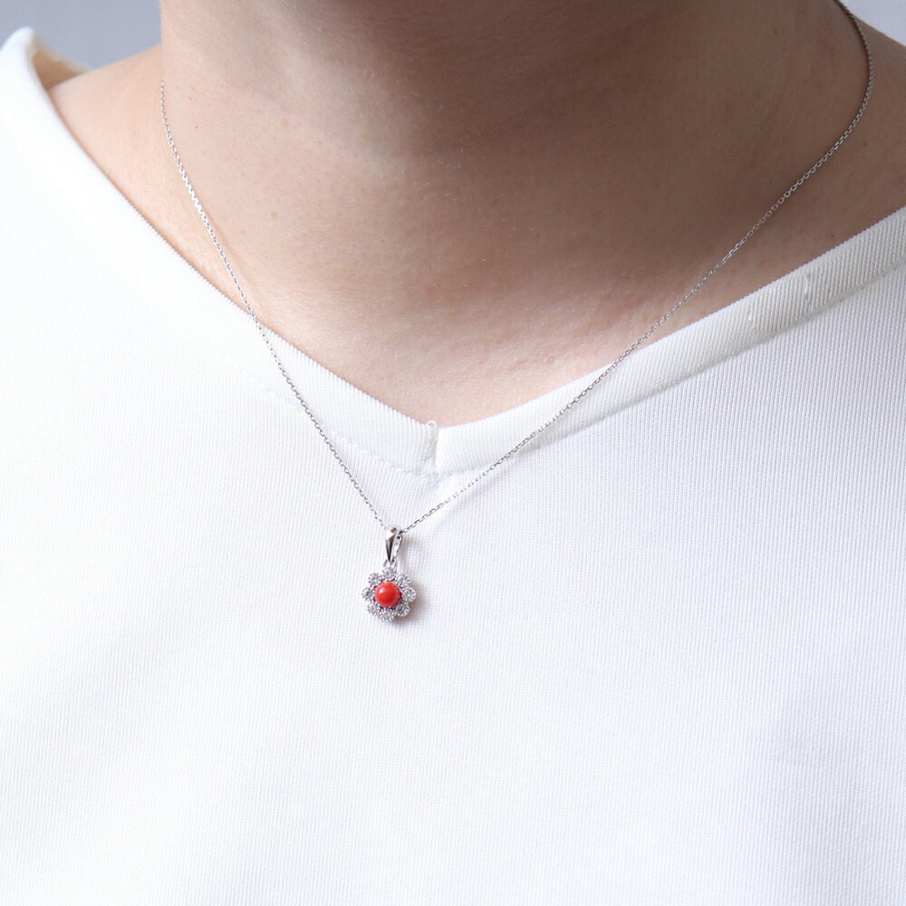 楽天市場】≪1年保証付き≫ 赤珊瑚4ミリ玉付きシルバーペンダント
