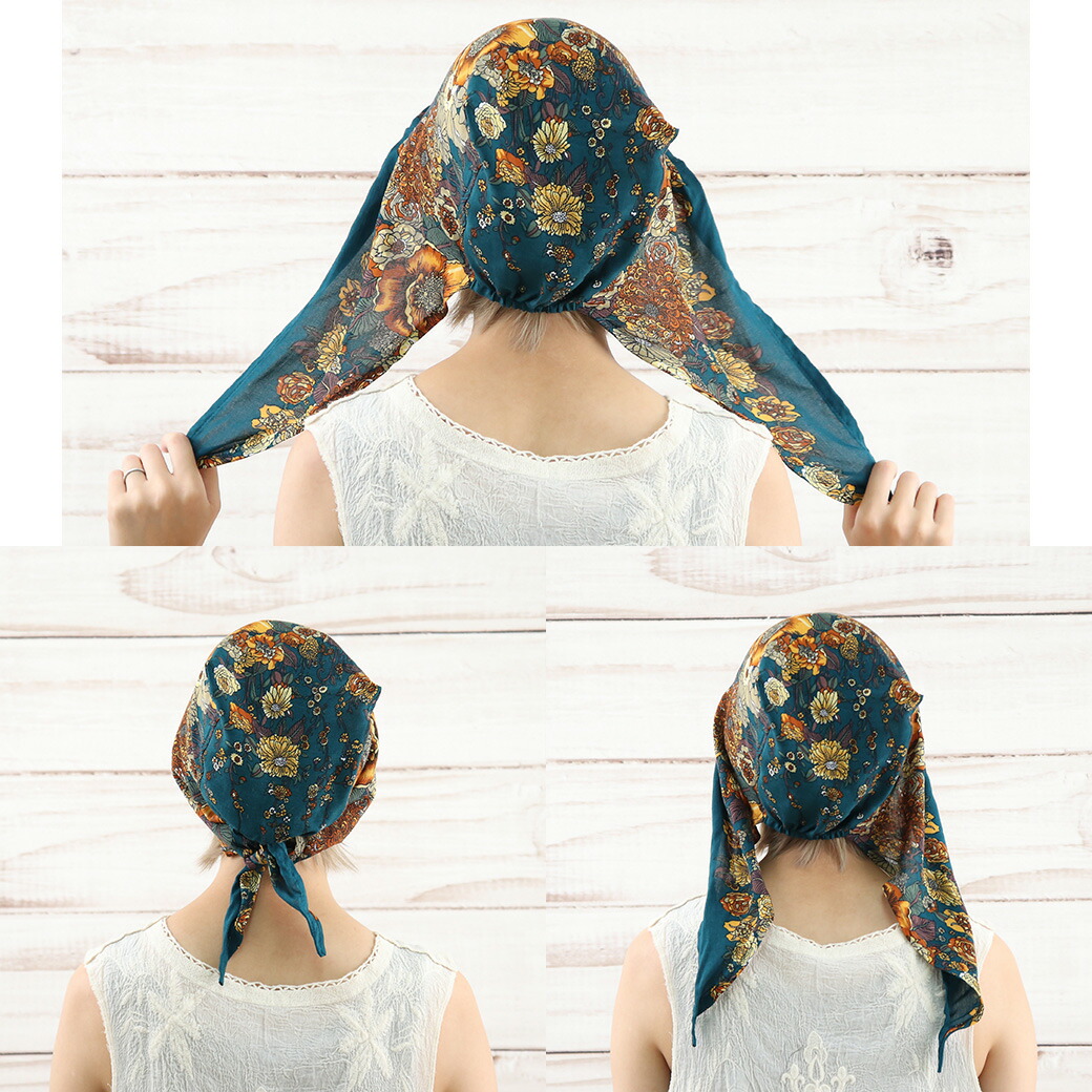 楽天市場】花柄 バンダナ フラワー ユニセックス バンダナ ゴム 三角巾