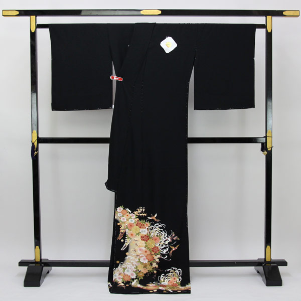 楽天市場】着物 京友禅 黒留袖 金駒刺繍 金彩金駒刺繍加工 乱菊に鶴