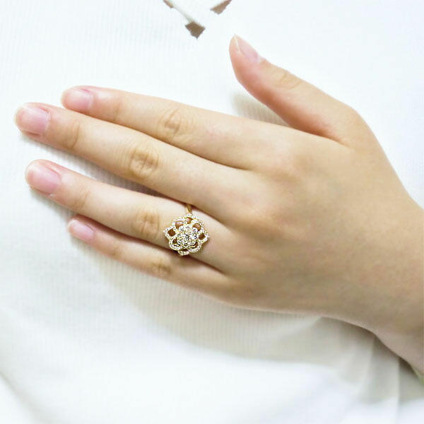 楽天市場】k18 ダイヤモンド 0.7ct リング 指輪 フラワー 花 取り巻き