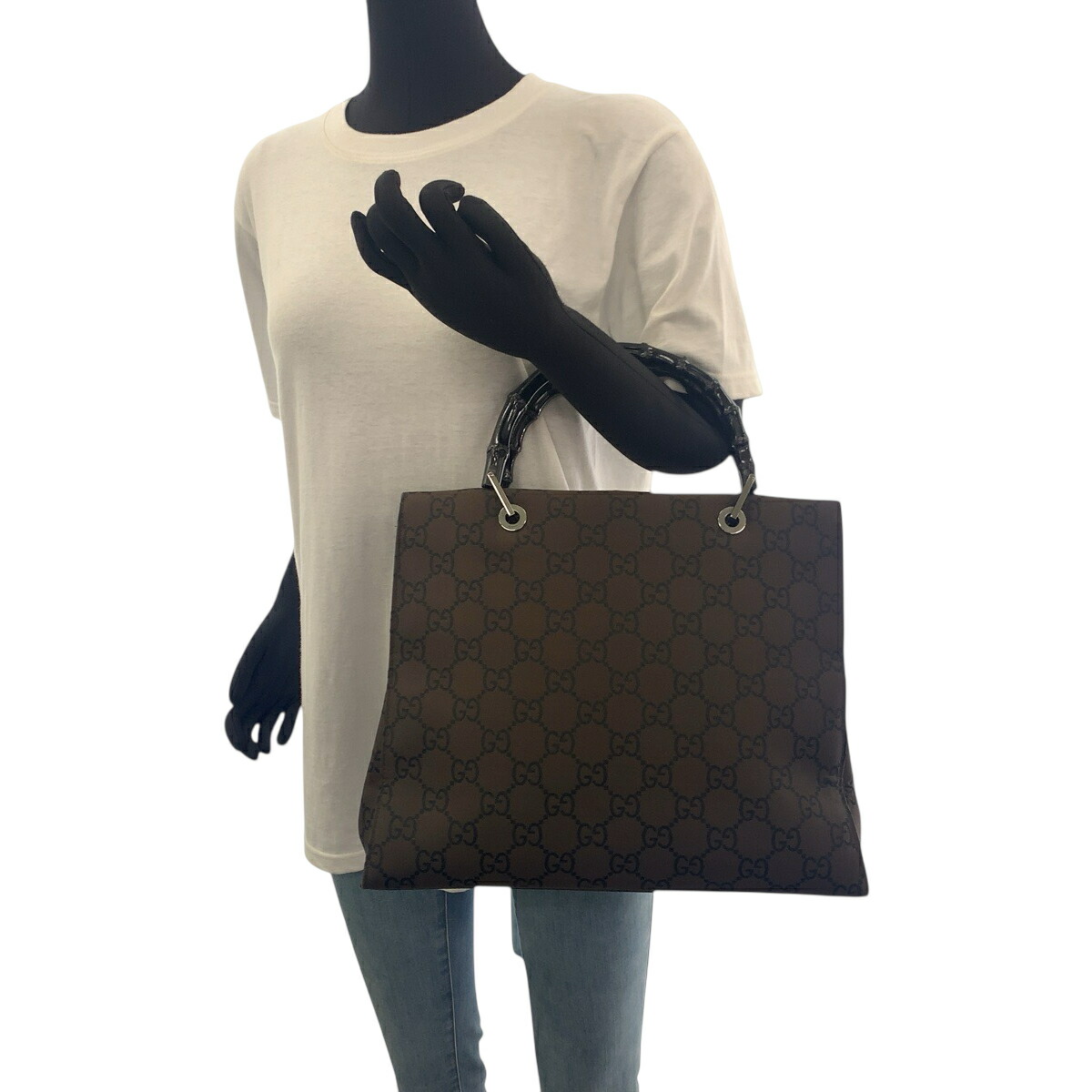 楽天市場】美品 GUCCI グッチ バンブー ブラウン ブラック シルバー