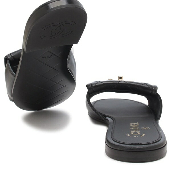 楽天市場】シャネル サンダル ミュール CCロゴ ブラック レディース