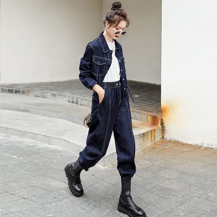 楽天市場】前開き デニム ショート丈ジャケット セットアップ ウェスト