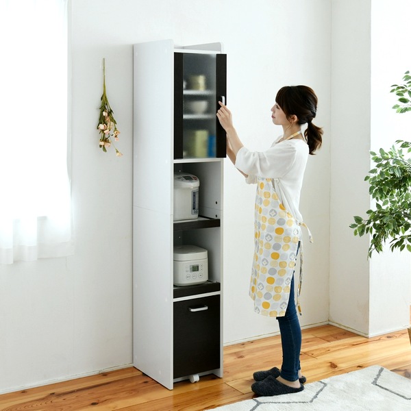 楽天市場】【セール】 隙間収納 キッチン ミニ 食器棚 幅30 高さ180