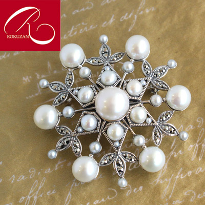 楽天市場】【碌山】 シルバー雪の結晶 淡水パール 淡水真珠 ペンダント