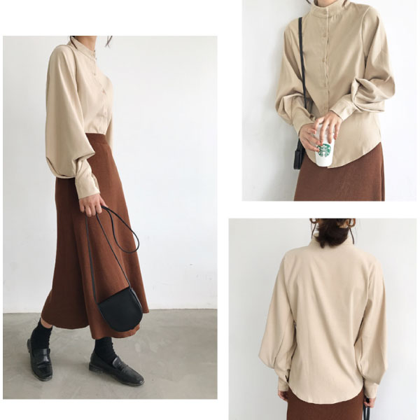 楽天市場】【送料無料】ブラウス シャツ 長袖 ボリューム袖 オフィス