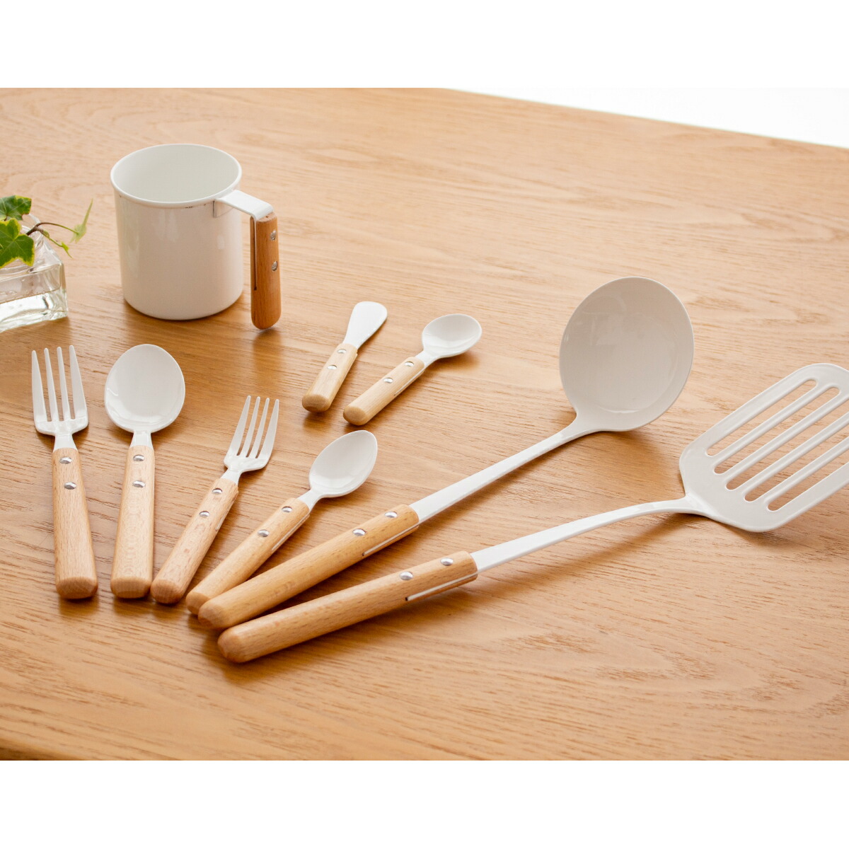 楽天市場】レードル 琺瑯 ホーロー 持ち手 木 natural blanc