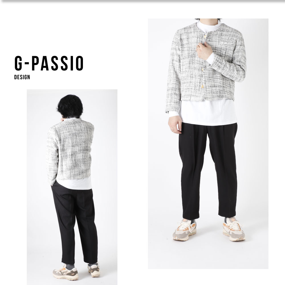 楽天市場】ツイードジャケット ノーカラージャケット ノーカラー