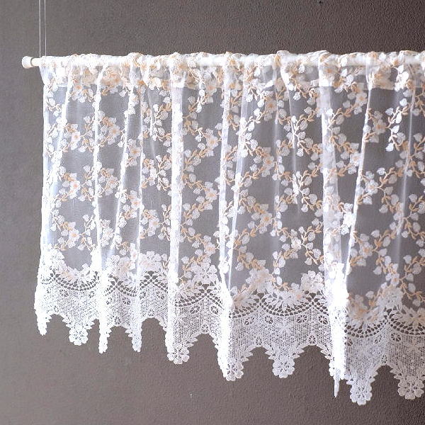 楽天市場】カフェカーテン レース おしゃれ レースカーテン 45cm 花柄