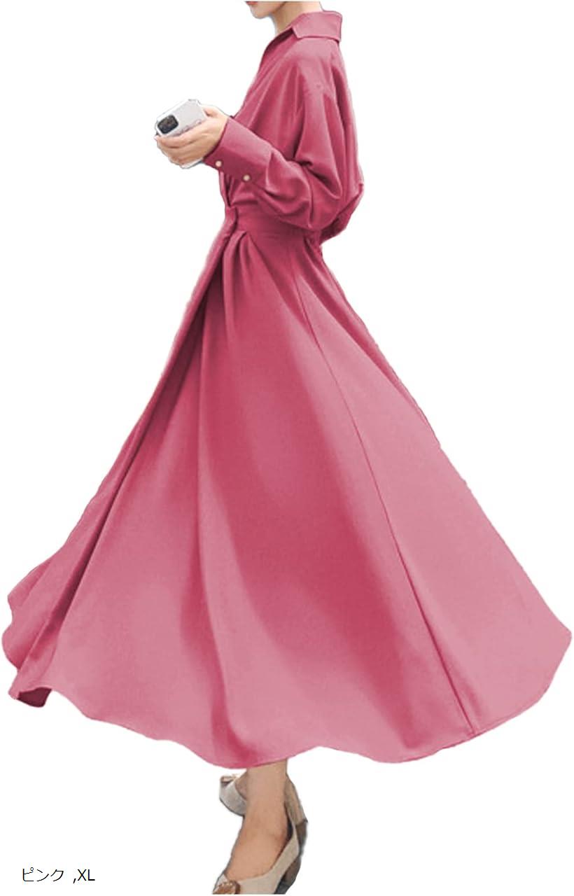 楽天市場】ロングフレアワンピース 襟付き きれいめ 長袖 レディース