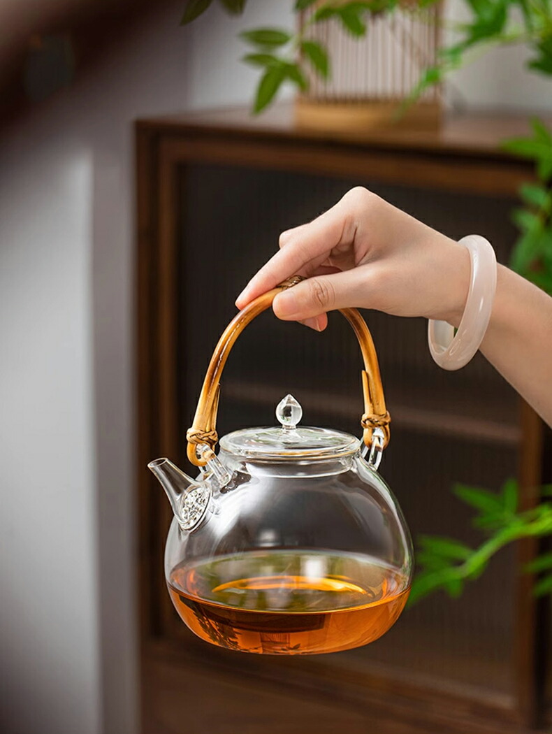 楽天市場】蘭亭 耐熱 ガラス ティーポット 竹の持ち手 ガラスケトル