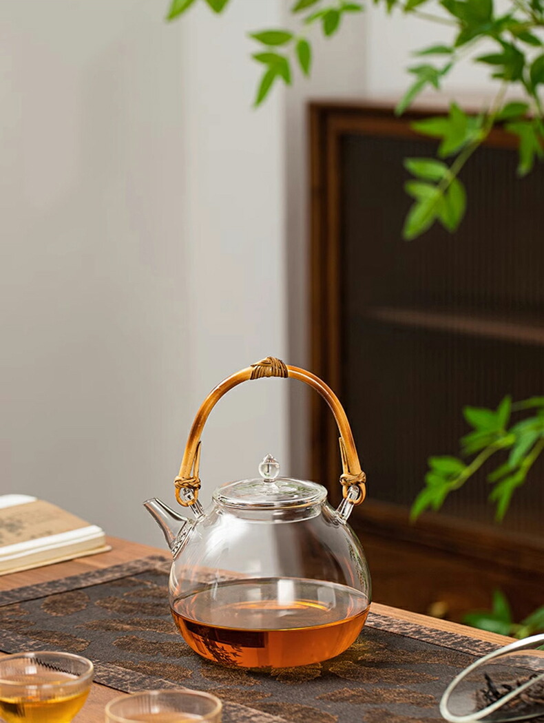 楽天市場】蘭亭 耐熱 ガラス ティーポット 竹の持ち手 ガラスケトル