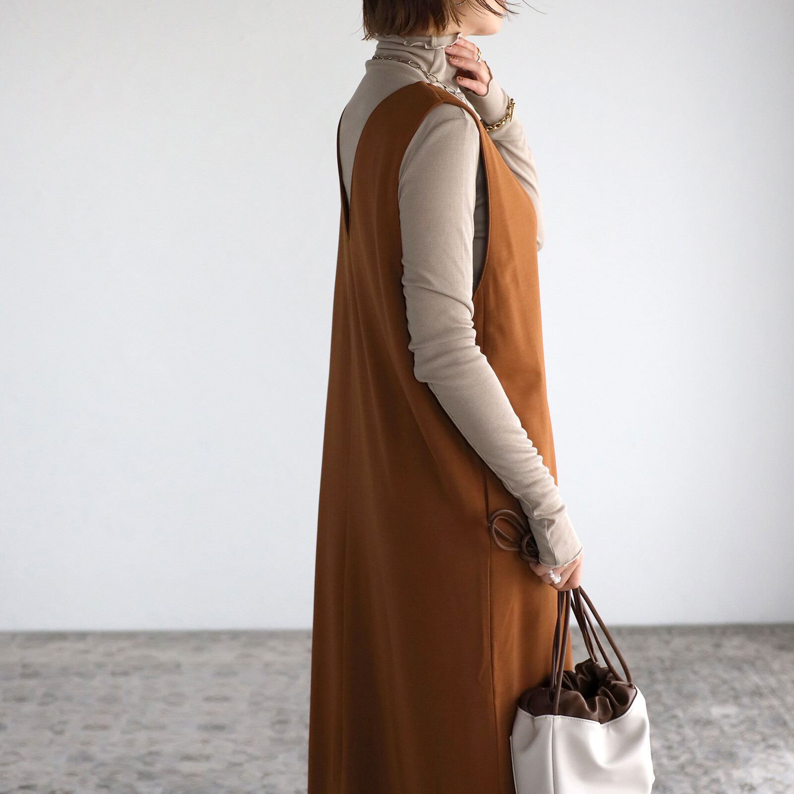 楽天市場】【即納】ゆったり 2WAY 前後 Vネック ボタン ワンピース