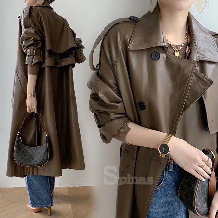 楽天市場】洗練されたモードなトレンチ！フェイクレザー PU レディース