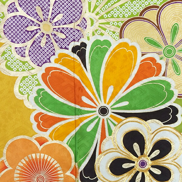 楽天市場】【成人式 振袖 レンタル】RS1561 正絹 黒×紫×金茶×黄緑 菊梅