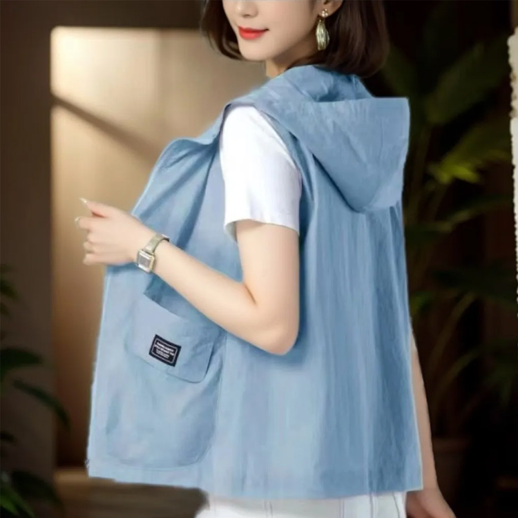 楽天市場】フード付き ベスト ノースリーブ パーカー ジャケット