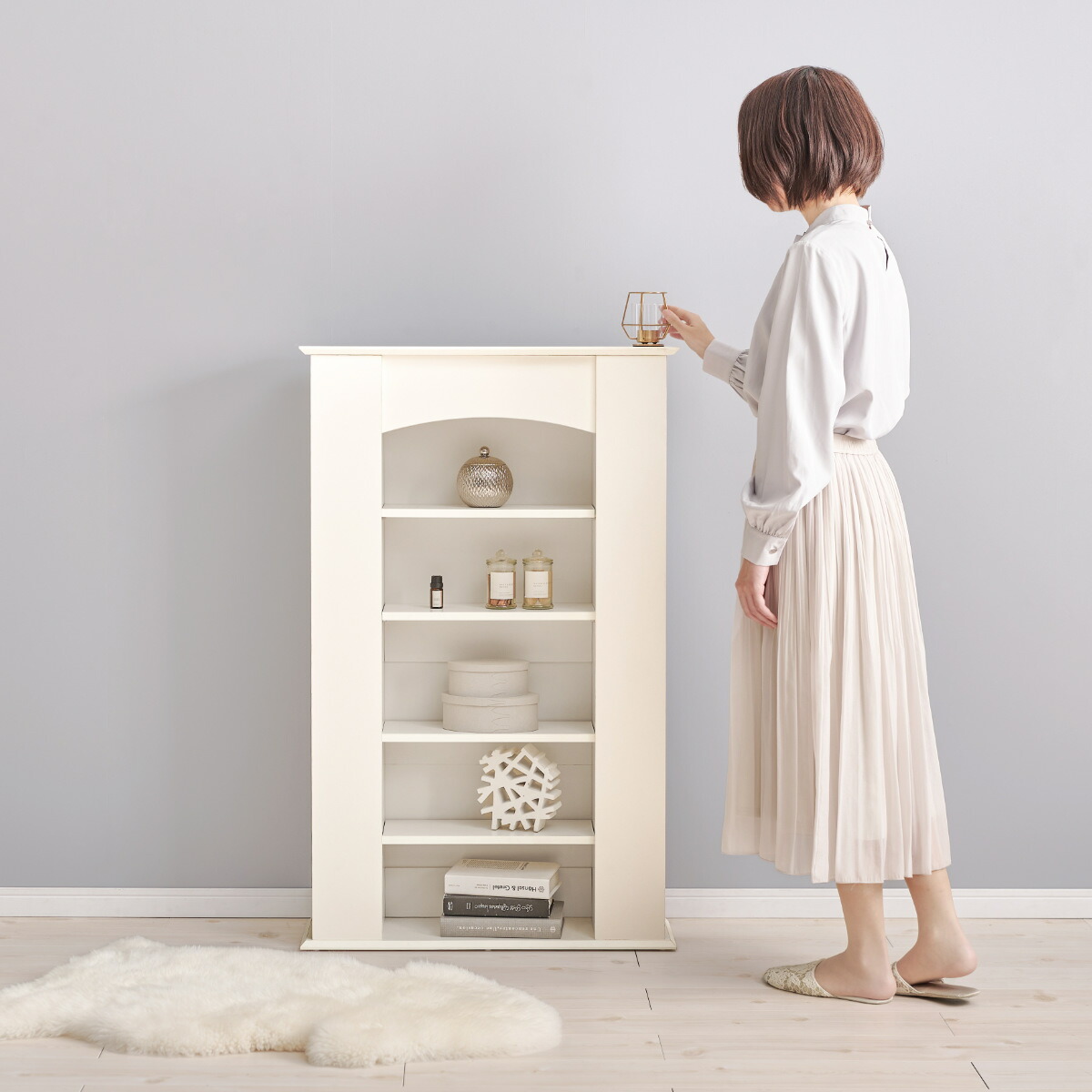 楽天市場】マントルピース 幅70cm 5段 可動棚 隠し収納 （ オープン