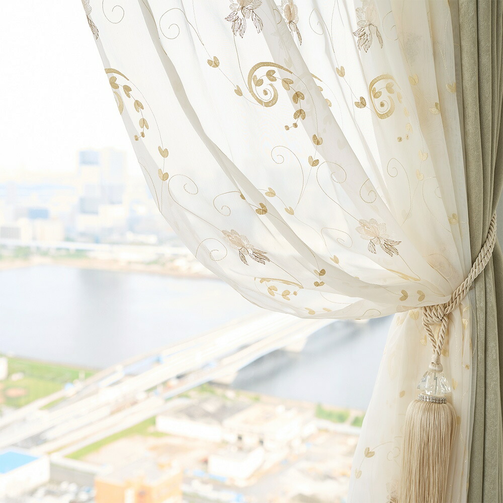 楽天市場】【ポイント5倍】 レースカーテン 刺繍レースカーテン