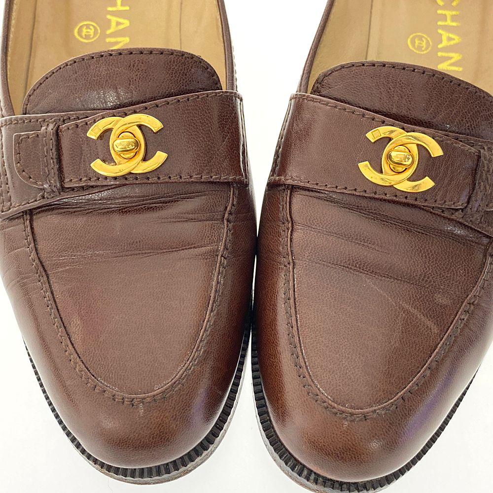楽天市場】シャネル ココマークターンロック金具・レザーローファー 靴