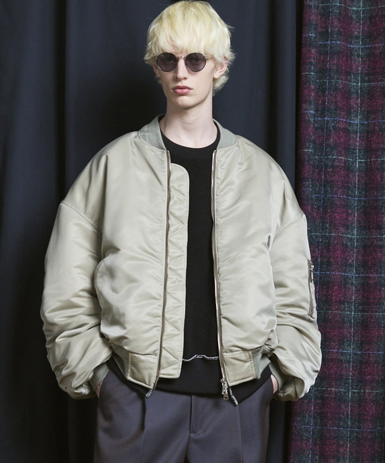 MAISON SPECIAL｜Prime-Over Wool Nylon MA-1 Bomber Jacket | Rakuten