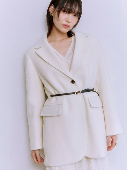 LILY BROWN｜ベルト付きシャギーオーバージャケット | Rakuten Fashion