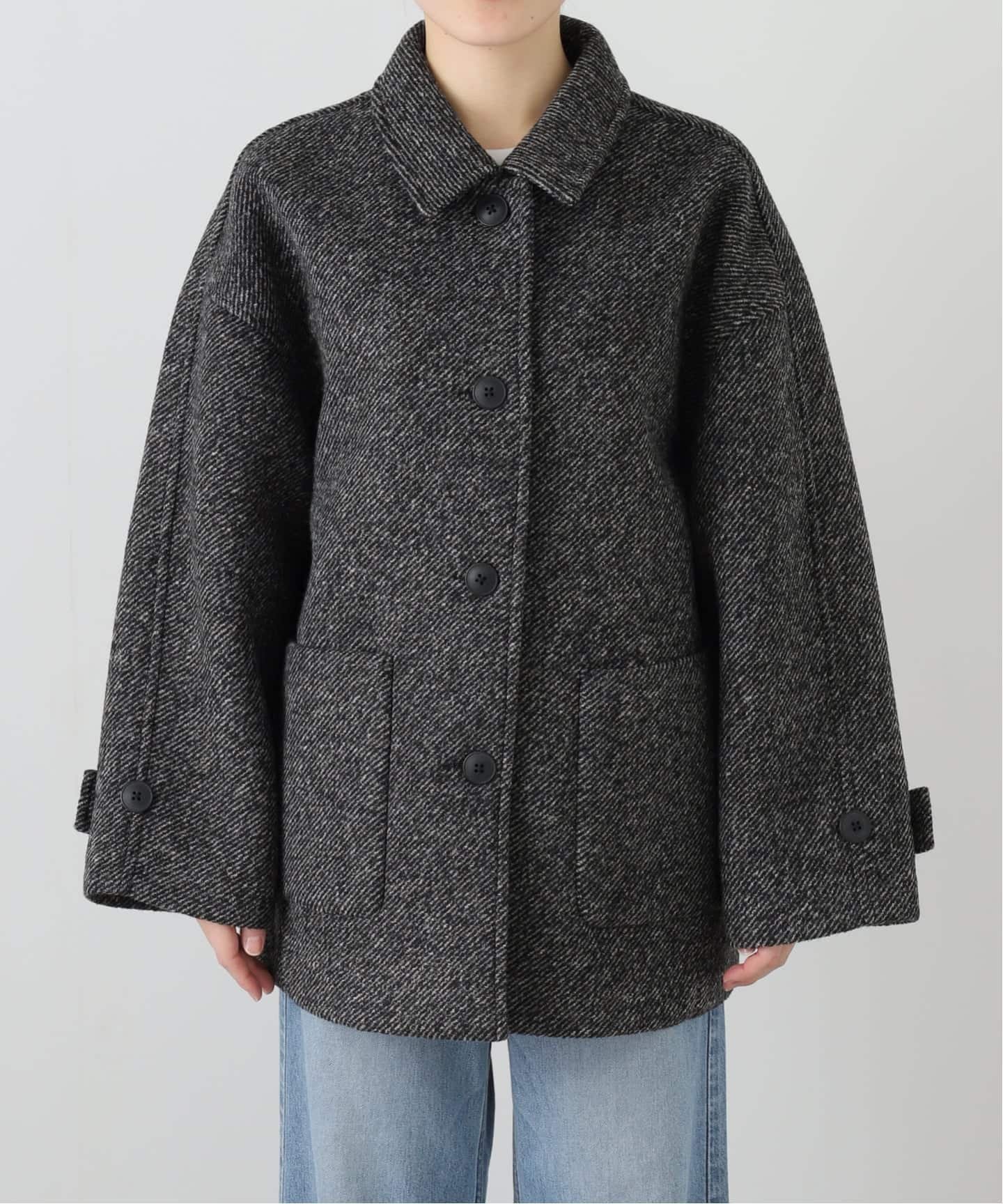 SLOBE IENA｜ツイードボンディングステンカラーショートコート