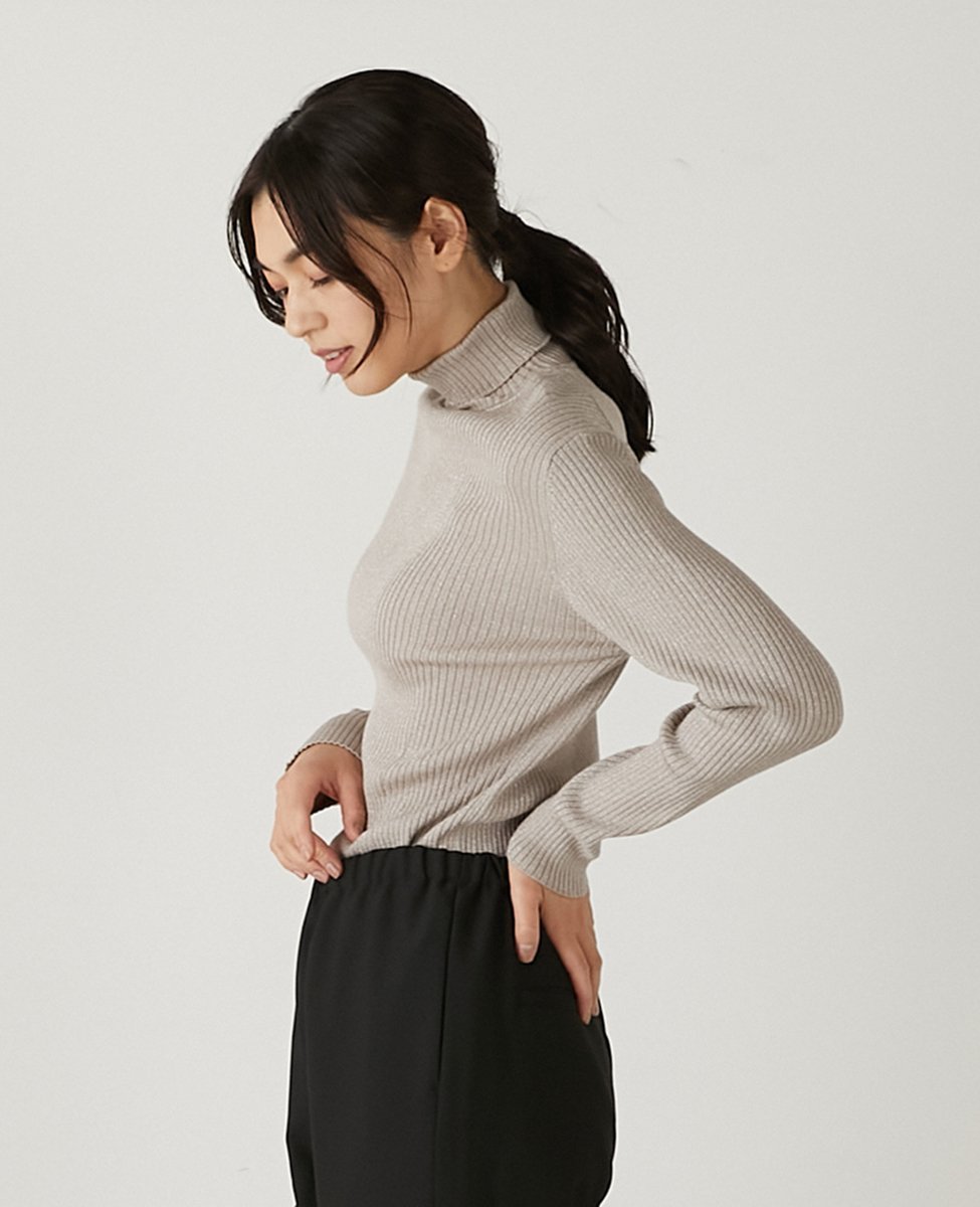 MELROSE CLAIRE｜【控えめなラメ入りレーヨンポリエステルワイドリブ