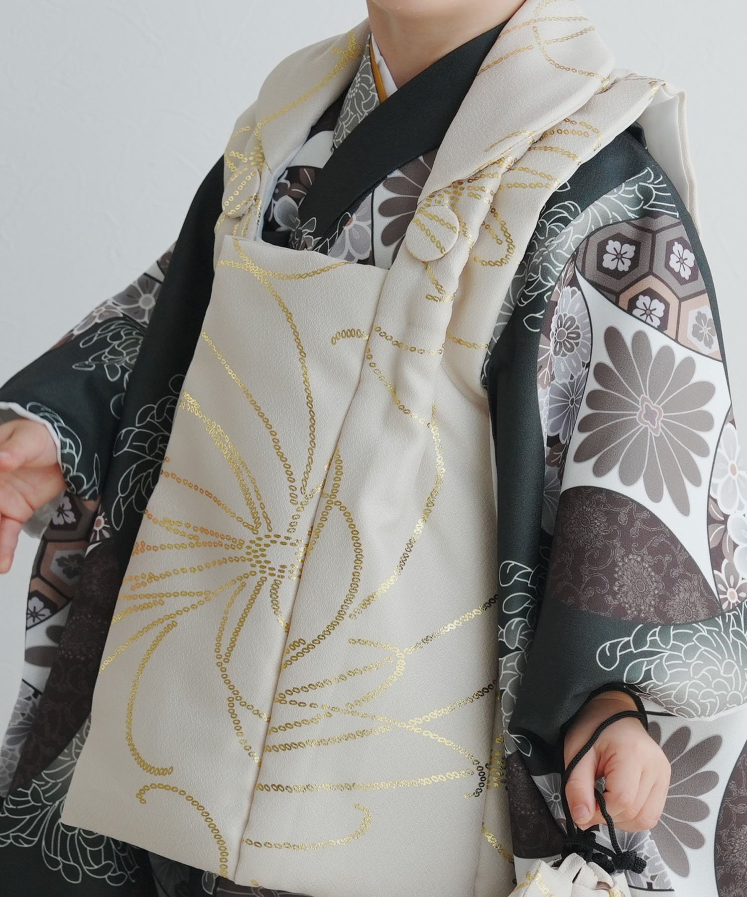 utatane｜ひよこ商店 七五三 着物 3歳 男の子 被布フルセット ベージュ