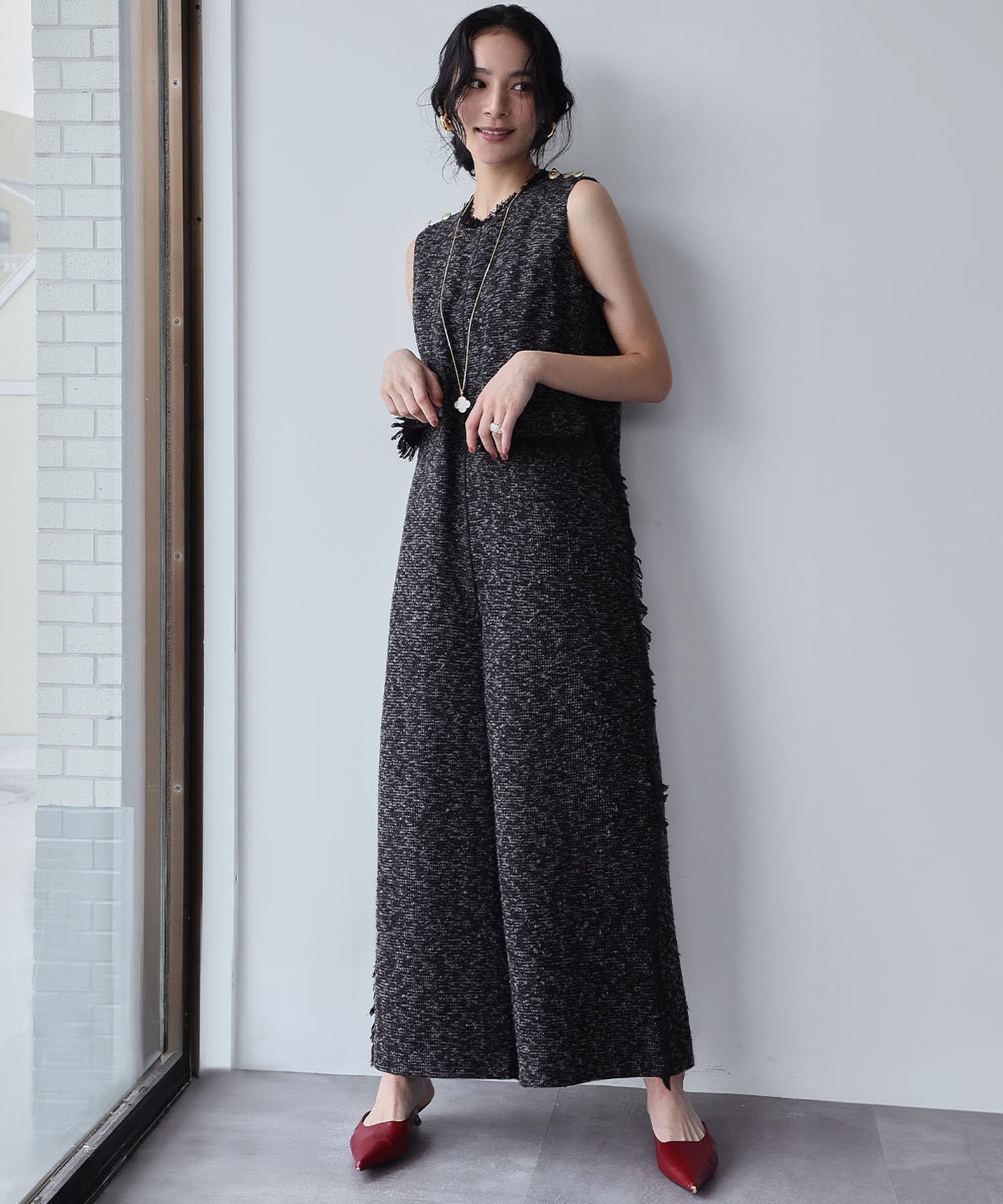 RIVER FIELD & Co.｜ツイード モノトーン フリンジ Iライン