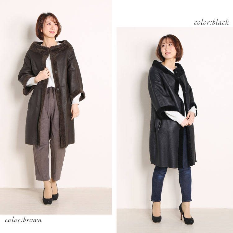 楽天市場】【期間限定価格】ムートン コート ボトルネック 七分袖