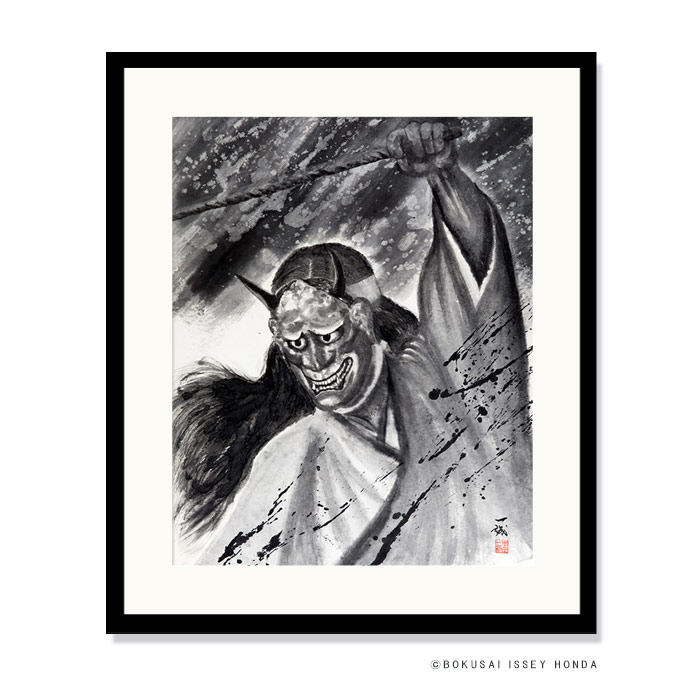 楽天市場】墨絵の躍動表現・般若面 本田一誠 能楽 グレー系インテリア