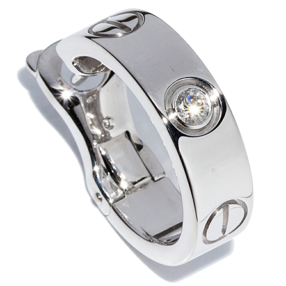 楽天市場】カルティエ フープピアス K18WG ダイヤ1P ラブピアス