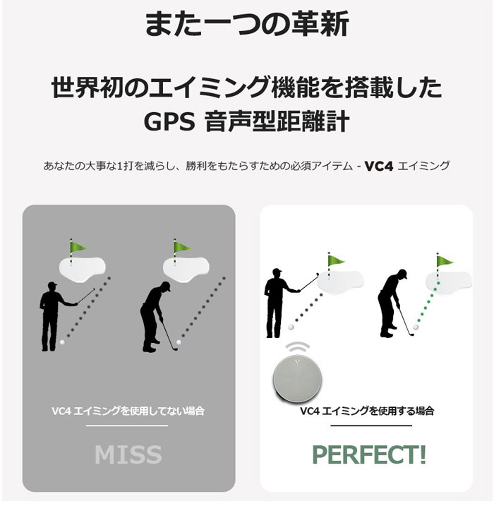 楽天市場】ボイスキャディ VC4 Aiming GPSゴルフナビ 音声型GPS距離
