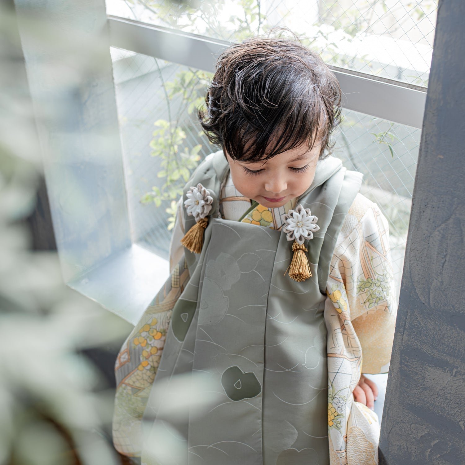 七五三レンタル 着物 3歳 男の子｜AB301（YEL/GRN) – tsukihana-つきはな-