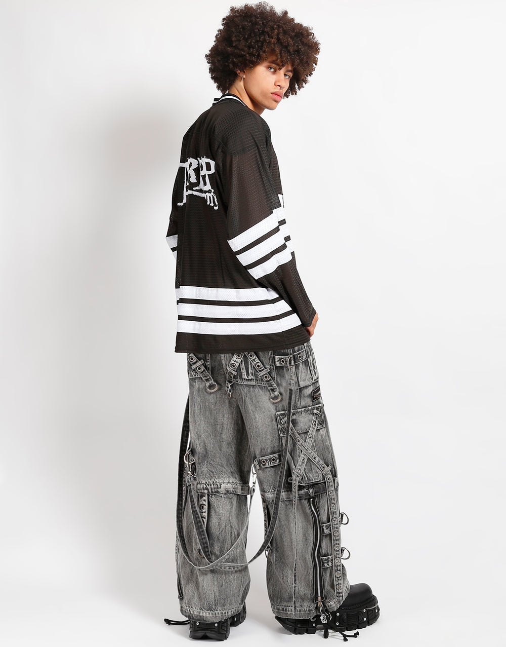 TRIPP NYC - X-STRAP PANT FOG WASH DENIM