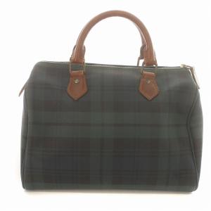 ミニボストンバッグ ハンドバッグ ブラックウォッチ ブラシ付き PVC