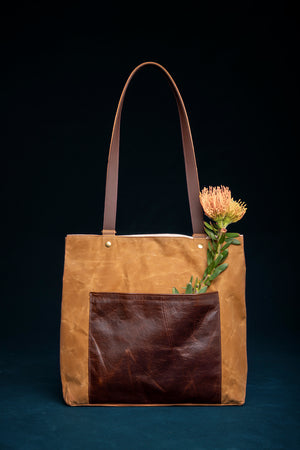 Leather and waxed canvas tote bag convertible to back pack MASSON