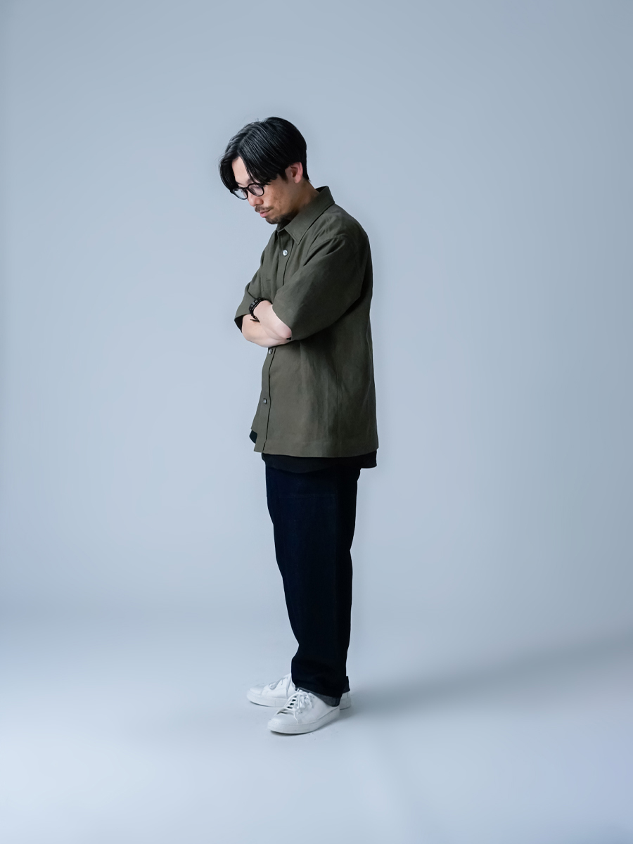 リネンシャツ】褒められ必至 大人のリネン半袖シャツ ／ 柳煤竹(やなぎ