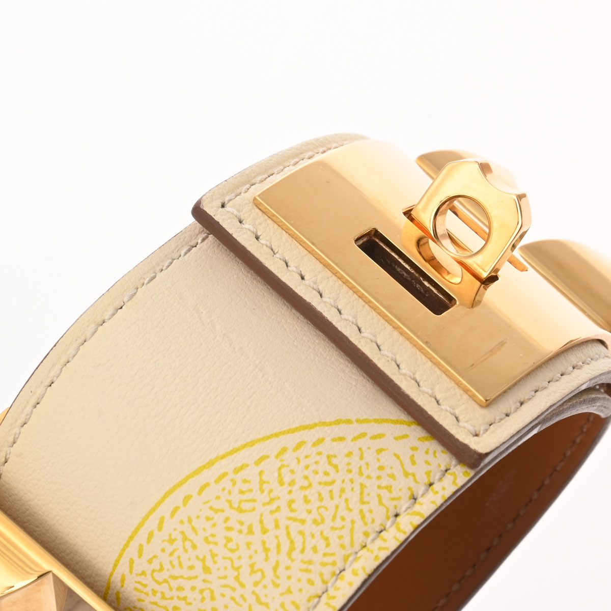 エルメス コリエドシアン バングル ＃T2 クレ/ゴールド金具 ヴォー