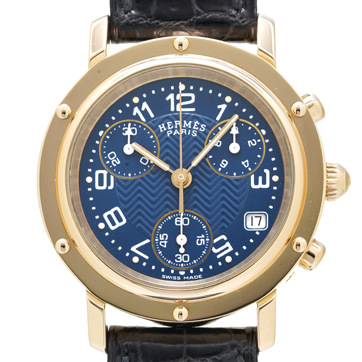 エルメス クリッパー クロノグラフ CL1.385 ネイビー レディース 時計