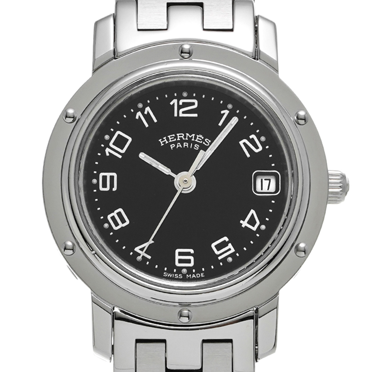 エルメス クリッパー CL4.210 ブラック レディース 時計 【中古