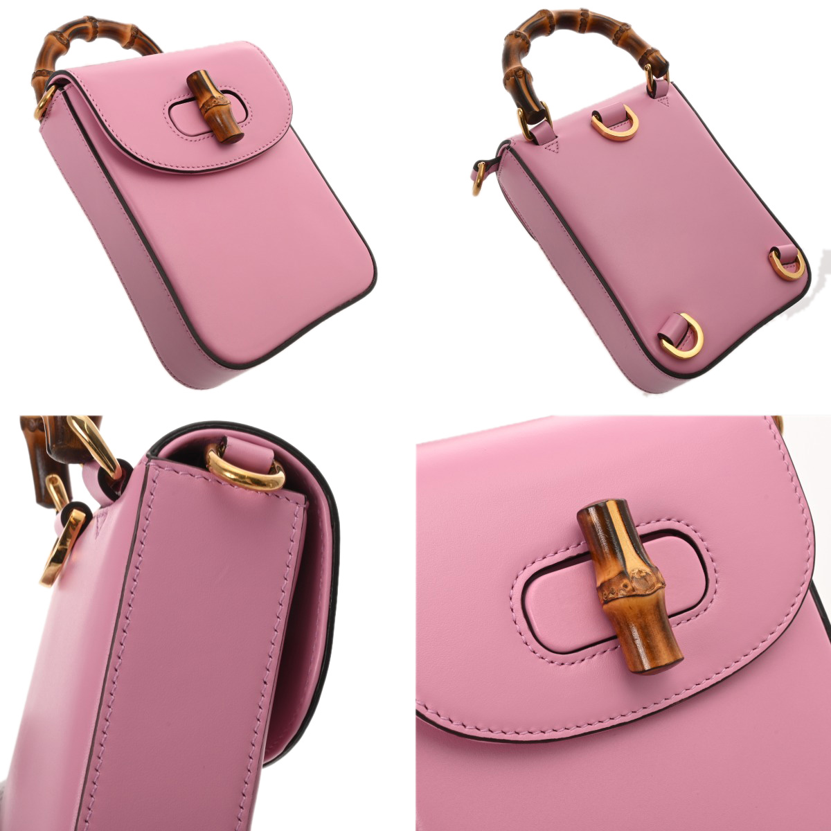 グッチ バンブーミニバッグ 2WAY ピンク/ゴールド金具 702106.521